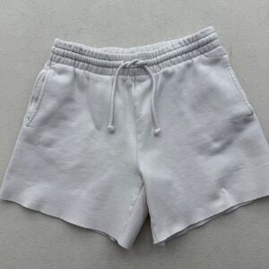 Aritzia Tna Cozyaf Fleece Lounge Shorts Womens S Small Raw Hem Drawstring White